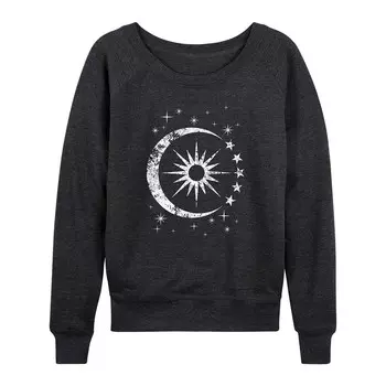 Женский легкий свитшот из френч терри Celestial Sun Moon Scene Licensed Character, цвет Heather Charcoal