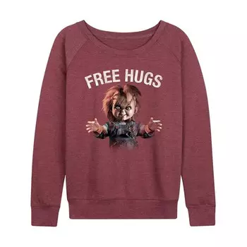 Женский легкий свитшот из френч терри Chucky Free Hugs Licensed Character, цвет Heather Dark Red
