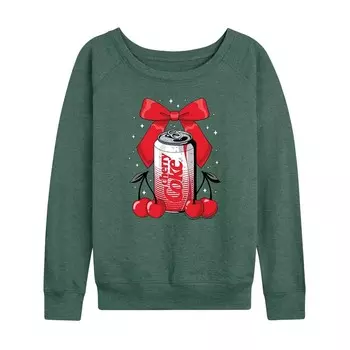 Женский легкий свитшот из френч-терри Coca-Cola Cherry Can Bow Licensed Character, цвет Heather Green