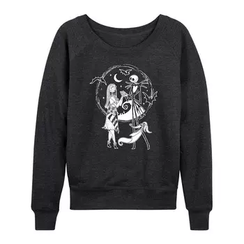 Женский легкий свитшот из френч-терри Disney's Nightmare Before Christmas Jack, Sally & Zero, цвет Heather Charcoal