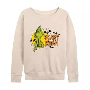 Женский легкий свитшот из френч-терри «Доктор Сьюз Гринч» Scary Mean Halloween Licensed Character, бежевый