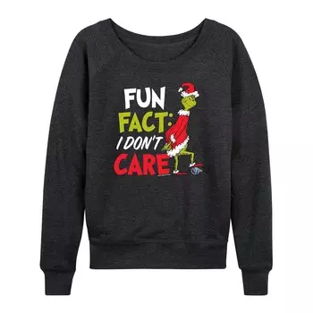Женский легкий свитшот из френч терри Dr. Seuss The Grinch I Don't Care Licensed Character, цвет Heather Charcoal