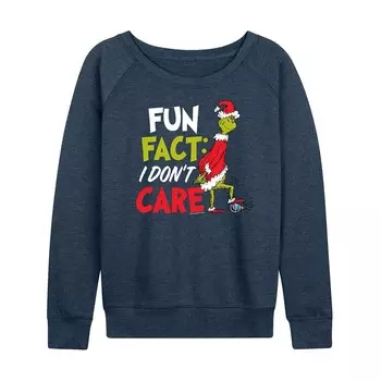 Женский легкий свитшот из френч терри Dr. Seuss The Grinch I Don't Care Licensed Character, цвет Heather Indigo