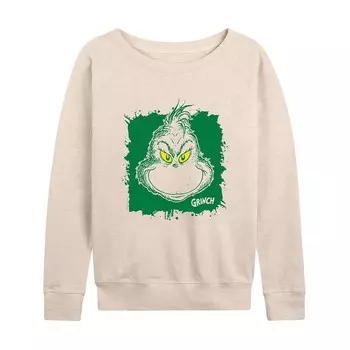 Женский легкий свитшот из френч-терри Dr. Seuss Grinch Face Paint Splatter Licensed Character, бежевый