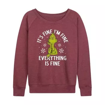 Женский легкий свитшот из френч-терри Dr. Seuss Grinch It's Fine I'm Fine Licensed Character, цвет Heather Dark Red
