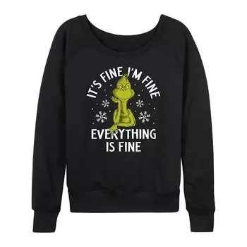 Женский легкий свитшот из френч-терри Dr. Seuss Grinch It's Fine I'm Fine Licensed Character, черный