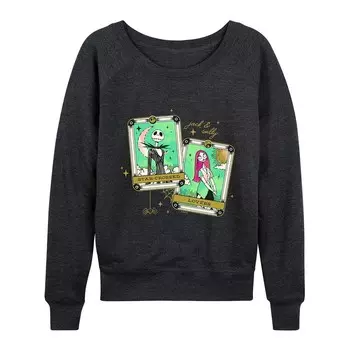 Женский легкий свитшот из френч-терри «Кошмар Диснея перед Рождеством» «Джек и Салли» со звездами влюблённых Disney, цвет Heather Charcoal