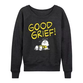 Женский легкий свитшот из френч терри Peanuts Charlie Brown Good Grief Licensed Character, цвет Heather Charcoal Gray