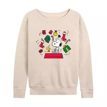 Женский легкий свитшот из френч терри Peanuts Christmas Presents Licensed Character, бежевый