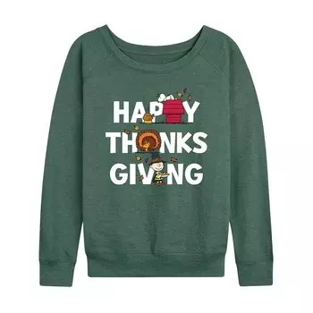 Женский легкий свитшот из френч терри Peanuts Happy Valentines Day Licensed Character, цвет Heather Green