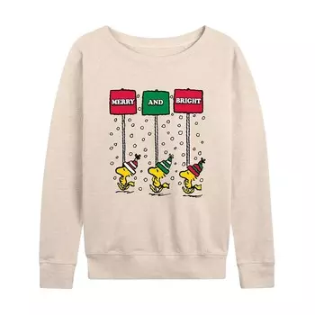 Женский легкий свитшот из френч терри Peanuts Merry & Bright Licensed Character, бежевый