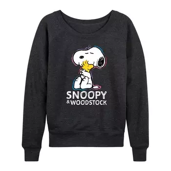 Женский легкий свитшот из френч терри Peanuts Snoopy & Woodstock Licensed Character, цвет Heather Charcoal Gray
