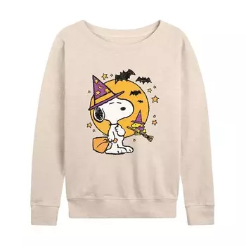 Женский легкий свитшот из френч терри Peanuts Snoopy & Woodstock Witchcraft Licensed Character, бежевый