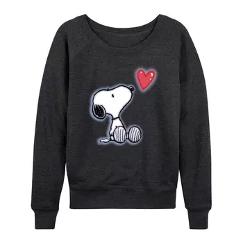 Женский легкий свитшот из френч терри Peanuts Snoopy Heart Licensed Character, цвет Heather Charcoal Gray