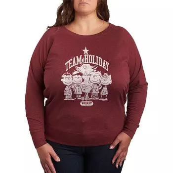 Женский легкий свитшот из френч терри Peanuts Team Holiday Spirit Licensed Character, цвет Heather Dark Red