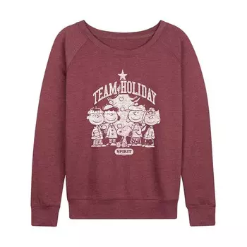 Женский легкий свитшот из френч терри Peanuts Team Holiday Spirit Licensed Character, цвет Heather Dark Red
