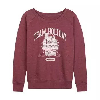Женский легкий свитшот из френч терри Peanuts Team Holiday Spirit Licensed Character, цвет Heather Dark Red