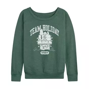 Женский легкий свитшот из френч терри Peanuts Team Holiday Spirit Licensed Character, цвет Heather Green