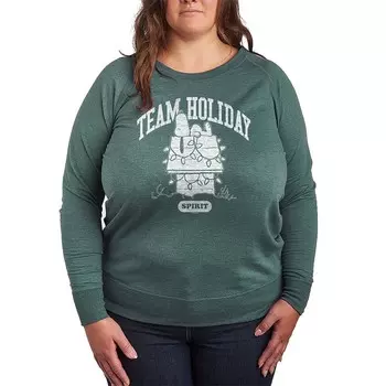 Женский легкий свитшот из френч терри Peanuts Team Holiday Spirit Licensed Character, цвет Heather Green