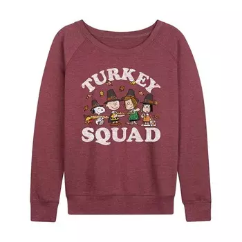 Женский легкий свитшот из френч терри Peanuts Turkey Squad Licensed Character, цвет Heather Dark Red