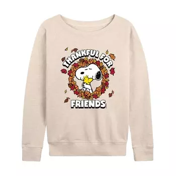 Женский легкий свитшот из френч-терри Peanuts Snoopy & Woodstock «Спасибо за друзей» Licensed Character, бежевый