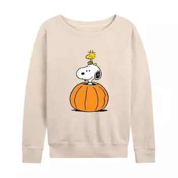 Женский легкий свитшот из френч-терри Peanuts Snoopy & Woodstock Pumpkin Licensed Character, бежевый