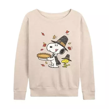 Женский легкий свитшот из френч-терри Peanuts Snoopy & Woodstock на День благодарения Licensed Character, бежевый