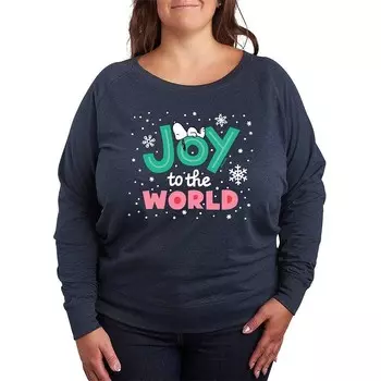Женский легкий свитшот из френч-терри Peanuts Snoopy Joy To The World Licensed Character, цвет Heather Indigo