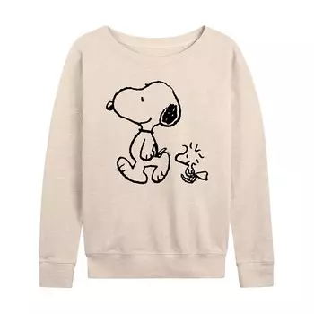 Женский легкий свитшот из френч-терри Peanuts Snoopy Woodstock Walk Licensed Character, бежевый