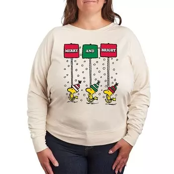 Женский легкий свитшот из френч-терри Peanuts Woodstock Merry & Bright Licensed Character, бежевый