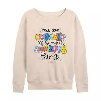 Женский легкий свитшот из френч терри с графическим рисунком Barbie Capable So Many Things, бежевый