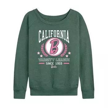 Женский легкий свитшот из френч терри с графическим рисунком Barbie Varsity League, цвет Heather Green