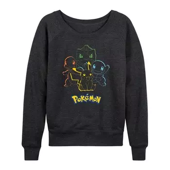 Женский легкий свитшот из френч терри с круглым вырезом Pokemon Round Group Licensed Character, цвет Heather Charcoal