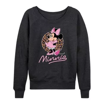 Женский легкий свитшот из френч терри с леопардовым принтом Disney's Minnie Mouse, цвет Heather Charcoal
