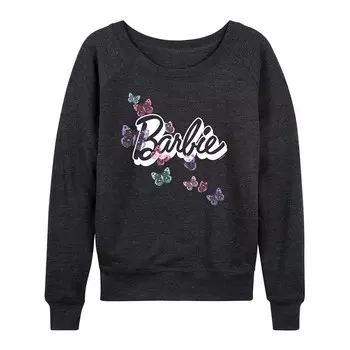 Женский легкий свитшот из френч терри с логотипом Barbie Butterfly Licensed Character, цвет Heather Charcoal