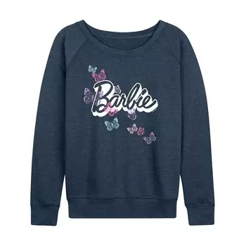 Женский легкий свитшот из френч терри с логотипом Barbie Butterfly Licensed Character, цвет Heather Indigo