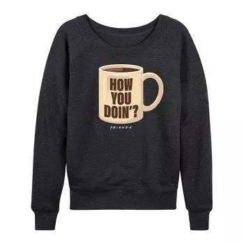 Женский легкий свитшот из френч-терри с кружкой кофе Friends How You Doin' Licensed Character, цвет Heather Charcoal