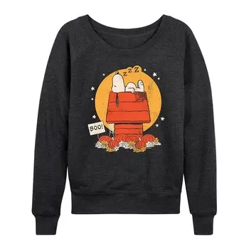 Женский легкий свитшот из френч-терри с рисунком Peanuts Snoopy Halloween Dog House Licensed Character, цвет Heather Charcoal