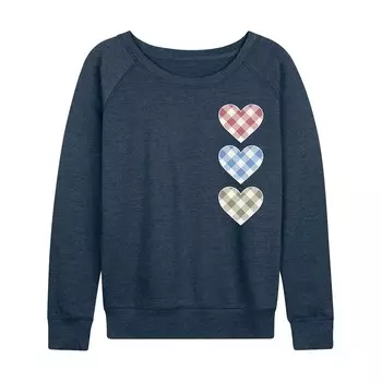 Женский легкий свитшот из френч терри в клетку Gingham Hearts Licensed Character, цвет Heather Indigo
