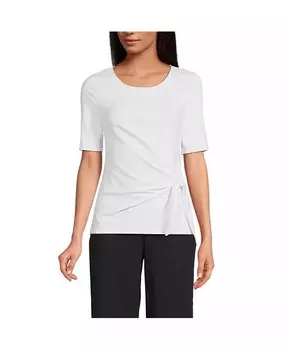 Женский легкий топ из джерси с завязкой спереди Lands' End, белый