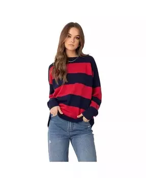 Женский легкий вязаный свитер оверсайз с полосками Edikted, красный