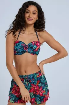 Женский лиф бикини с принтом и завязками спереди Animal, красный