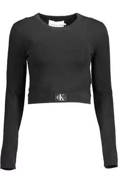 Женский лонгслив Calvin Klein укороченный с монограммой, черный