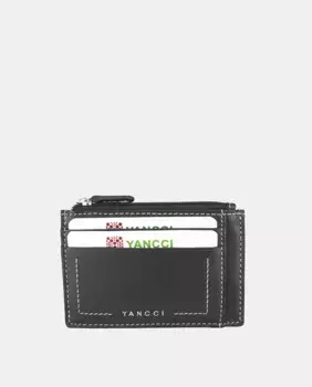 Женский маленький черный кожаный кошелек для визиток Yancci, черный