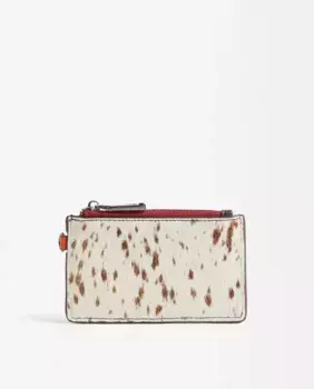 Женский маленький кожаный держатель для карт с застежкой-молнией и анималистичным принтом Parfois, коричневый