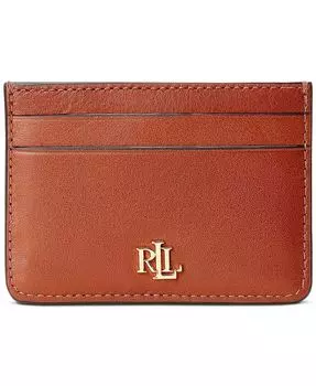 Женский маленький тонкий футляр для карточек из натуральной кожи Lauren Ralph Lauren, коричневый