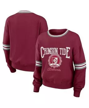 Женский малиновый пуловер в винтажном стиле с эффектом потертости Alabama Crimson Tide WEAR by Erin Andrews, красный