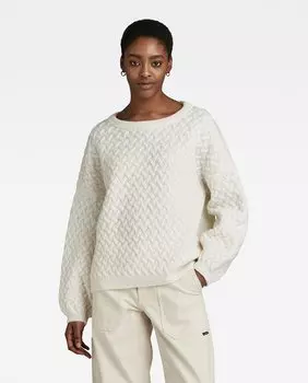 Женский массивный свободный свитер-лодочка с косами G-Star Raw, бежевый