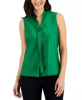 Женский матовый атласный топ без рукавов с завязками на воротнике Kasper, зеленый