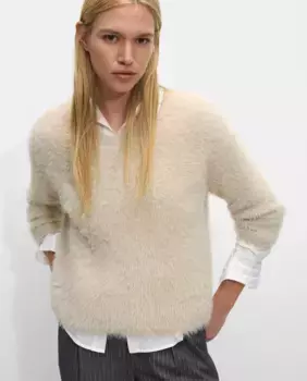 Женский меховой свитер с круглым вырезом Parfois, натуральный